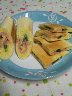 マヨバジル☆ハムとチーズのパンケーキ♪の画像