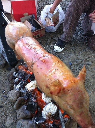 豚の丸焼きの写真