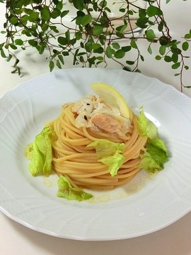 レモン醤油の冷製パスタ*ツナマヨ添え