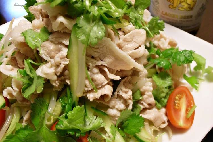 タイ風 パクチー好きの豚しゃぶサラダ レシピ 作り方 By かず猫 クックパッド