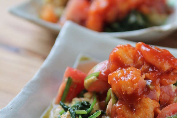 三色炒めのエビチリ風味 レシピ 作り方 By ゆしゅな クックパッド 簡単おいしいみんなのレシピが355万品