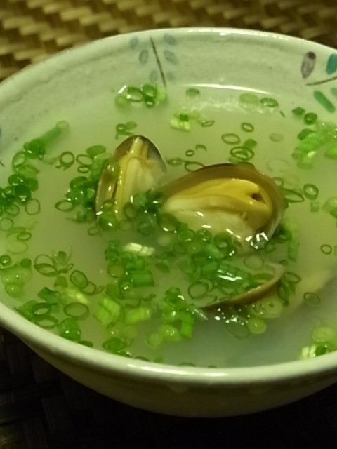 あっさり塩味のあさり汁で冷麦を♪の画像