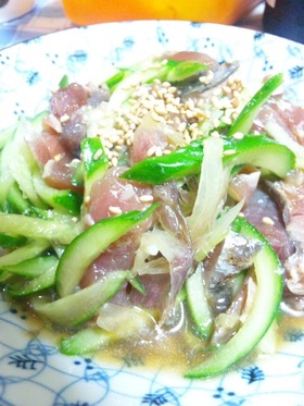 鰹のたたきのヅケ和え♪
