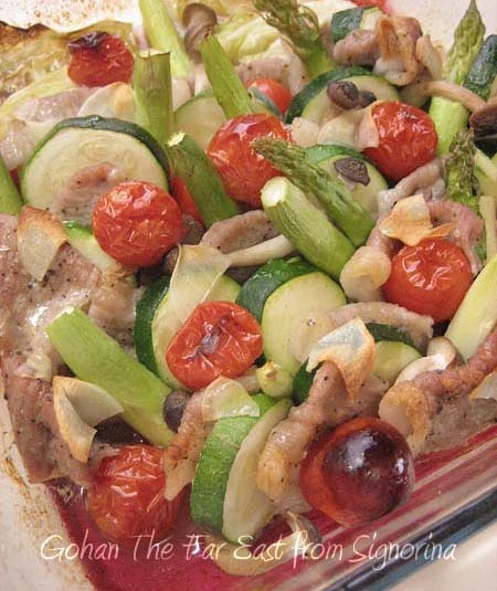 夏野菜と豚肉のオーブングリルの画像
