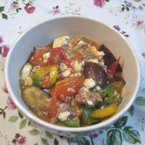 夏野菜のカラフル麻婆豆腐
