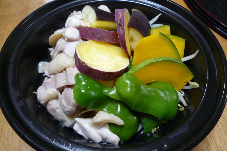 タジン鍋de彩り野菜と鶏の蒸し焼き肉 レシピ 作り方 By ほっこり の クックパッド