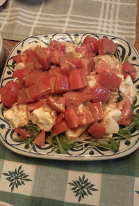 簡単、早うまいトマト＆豆腐＆水菜のサラダ