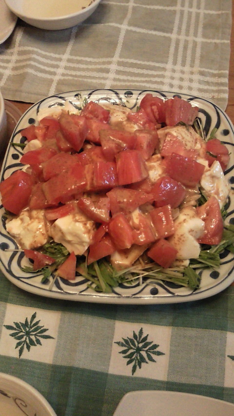 簡単、早うまいトマト＆豆腐＆水菜のサラダの画像