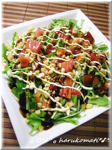 水菜のお好み焼き風サラダの写真