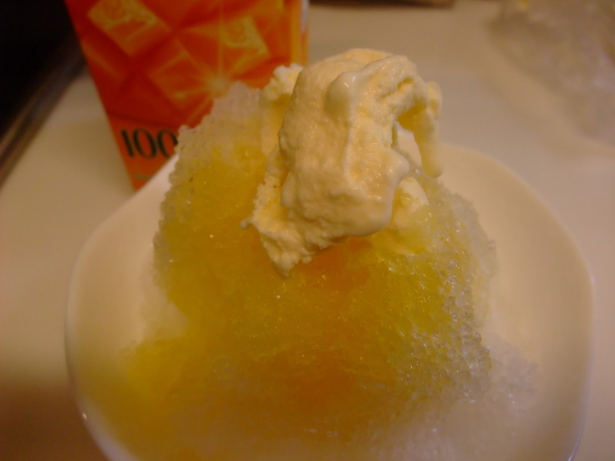 マンゴーかき氷☆アイスクリームのせの画像