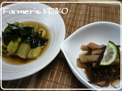 【農家のレシピ】ずいきの煮物と酢の物の写真