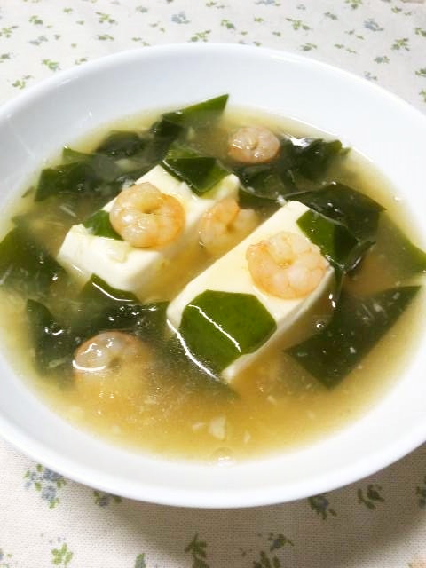 豆腐とエビの生姜スープの画像