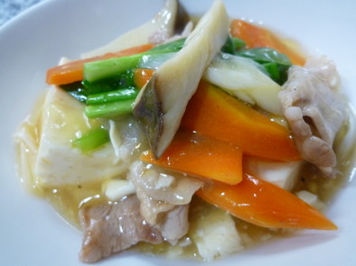 冷蔵庫の残り野菜で中華豆腐の写真