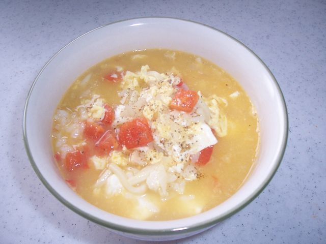 キャンベル缶で簡単トマトと卵の雑炊の画像