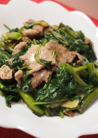 ✿空心菜と豚肉のガーリック塩炒め✿