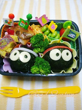 簡単☆運動会キャラ弁 まっくろくろすけ