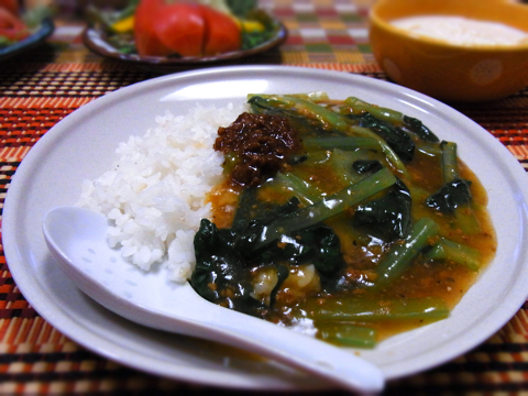 小松菜の肉味噌あんかけ飯の画像