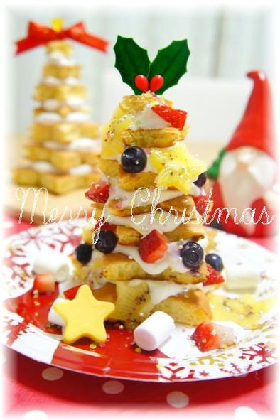 サンタも喜ぶツリーの簡単クリスマスケーキの写真