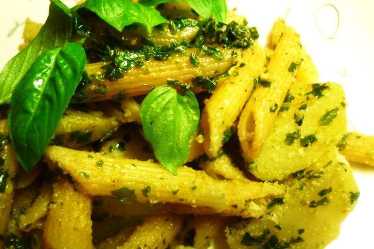 ペンネとポテトのバジルソースあえ レシピ 作り方 By Jessiemom クックパッド 簡単おいしいみんなのレシピが357万品
