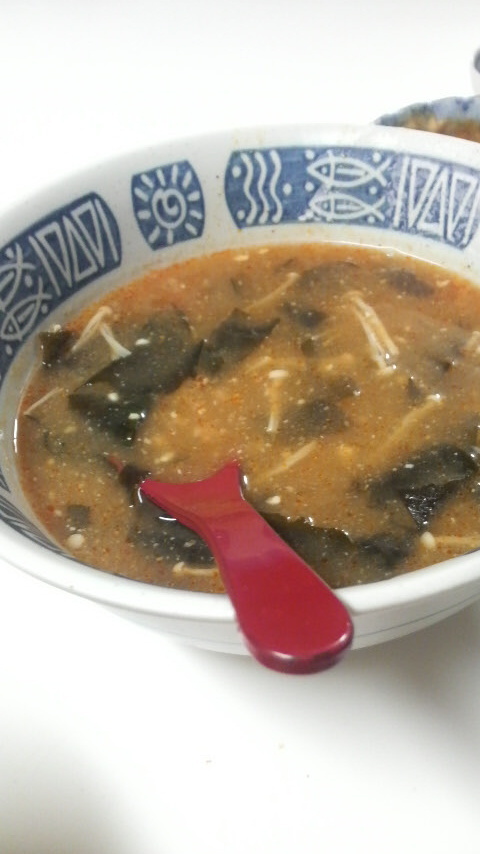 えのきとわかめの☆コチュ味噌マヨスープの画像