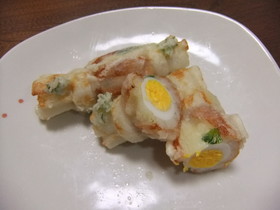 竹輪とウズラ卵の揚げもの