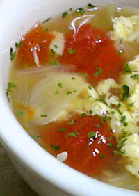トマトと帆立のかき玉スープ