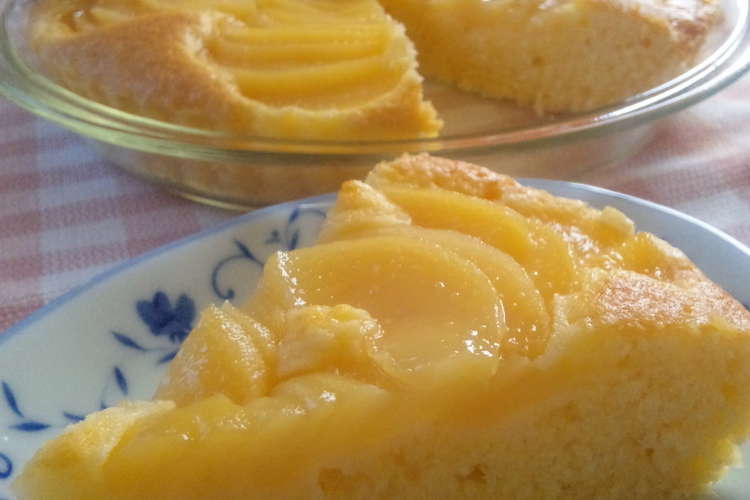 簡単混ぜるだけ 桃のタルト型ケーキ レシピ 作り方 By にさっち クックパッド
