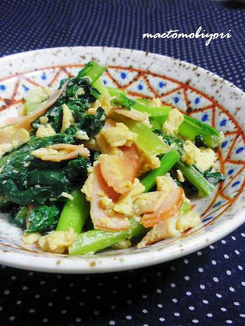 小松菜とハムの中華味炒めの画像
