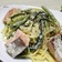 鮭と小松菜のクリームパスタ