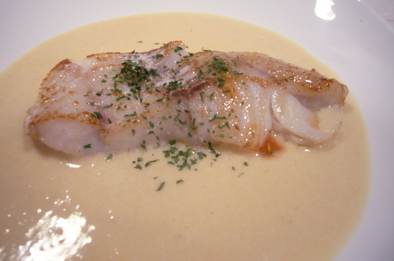 白身魚（タラ）のソテー　味噌ソースの写真