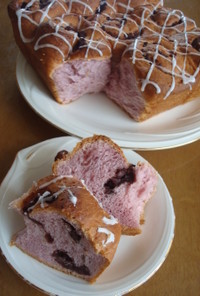 紫芋と餡子の渦巻きパン