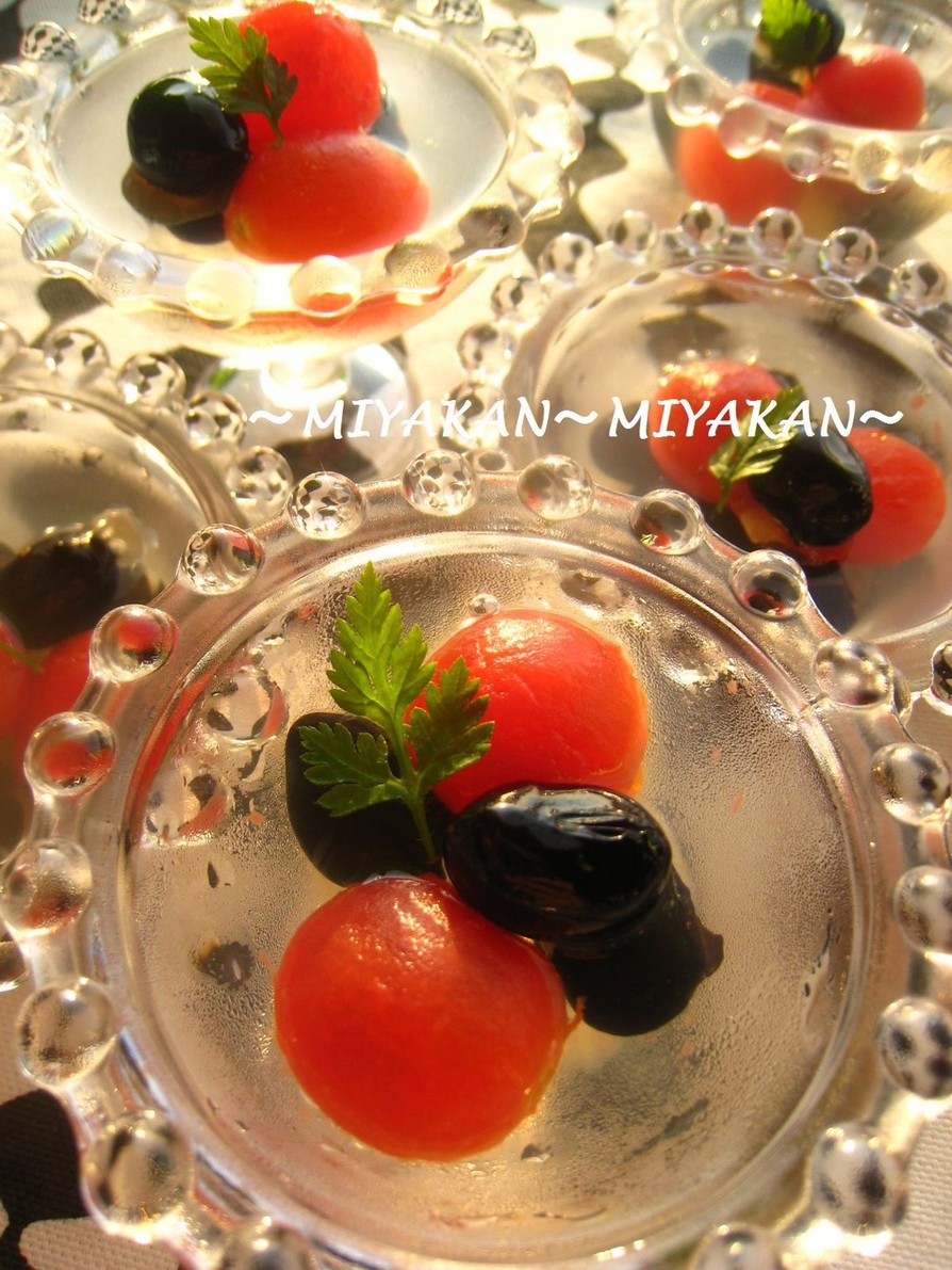 野菜スイーツ★黒豆とプチトマトのゼリーの画像