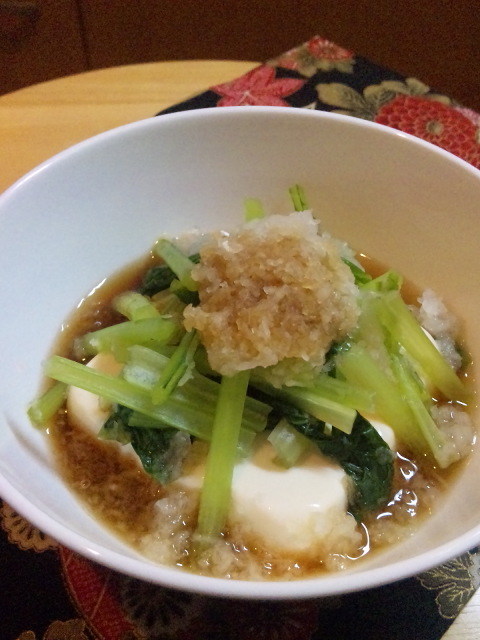 小松菜＆みぞれぽん酢の湯豆腐風の画像