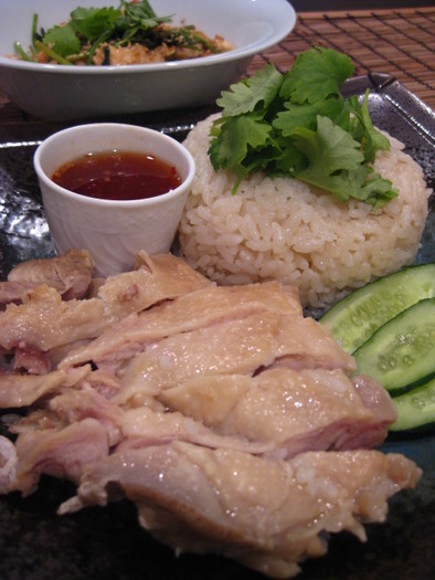 超簡単な海南鶏飯シンガポールチキンライスの写真