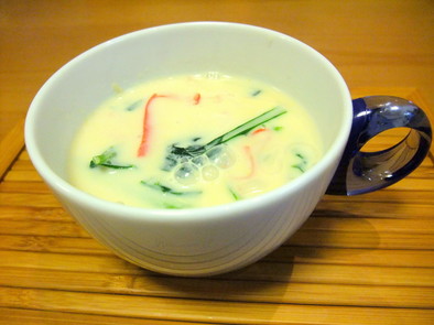 ほっこり♪小松菜の豆乳コンソメスープの写真