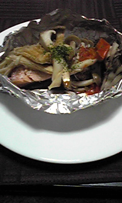 秋鮭とキノコのホイル焼きの画像