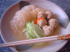 蒟蒻団子と白菜の炊き合わせの画像