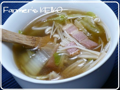 【農家のレシピ】白菜とエノキのスープの写真