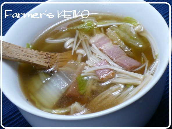 【農家のレシピ】白菜とエノキのスープの画像