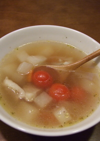 塩豚とトマトのころころ野菜スープ