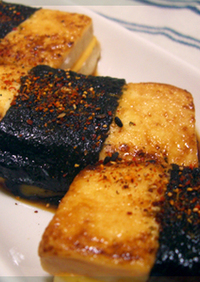 塩漬け豆腐のチーズサンド照り焼き