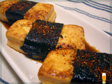 塩漬け豆腐のチーズサンド照り焼きの写真