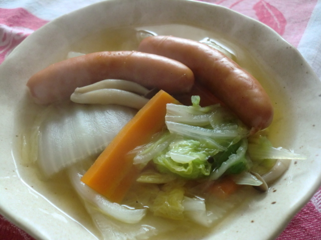 超簡単「野菜とソーセージの和風スープ煮」の画像