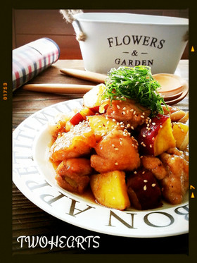 ご飯もお酒も進むよ~❤鶏肉とさつま芋炒め