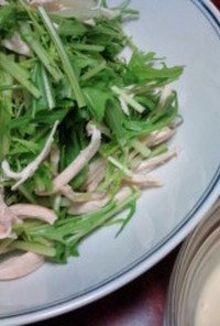 蒸し鶏と水菜のマヨポンサラダ(^O^)／