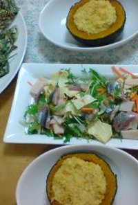 秋刀魚と湯葉のサラダ