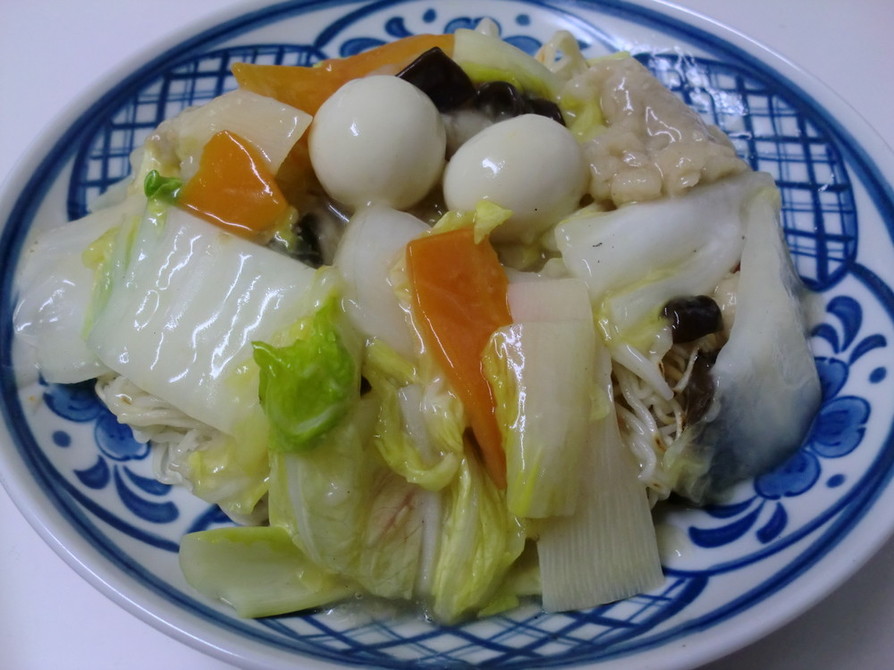 八宝菜であんかけ温麺の画像