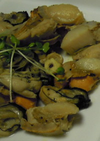 牡蠣とホタテのオイル焼き