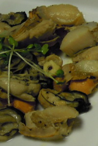 牡蠣とホタテのオイル焼き
