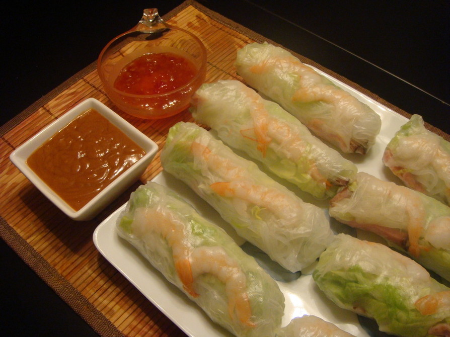 春巻きボウルとピーナッツソースのレシピ